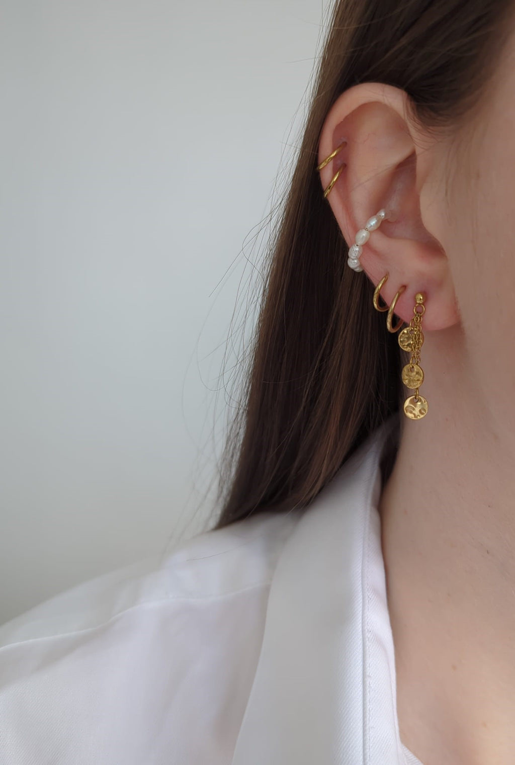 Boucles d'oreilles dorées ou argentées en acier inoxydable avec breloques rondes à motifs