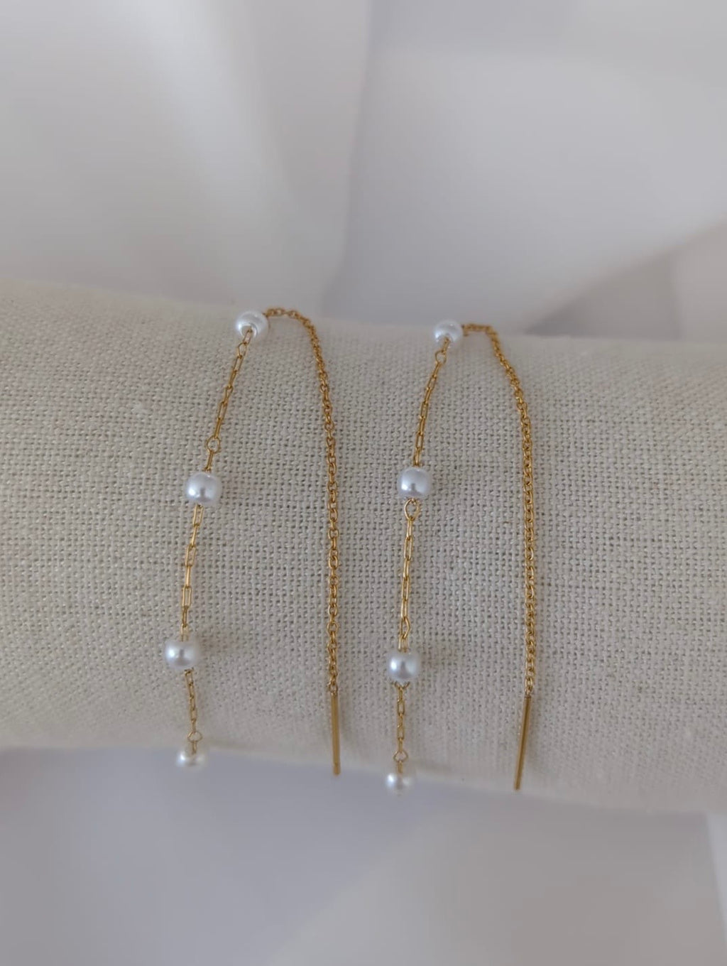 Boucles d'oreilles dorées en acier inoxydable avec perles