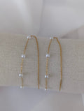 Boucles d'oreilles dorées en acier inoxydable avec perles