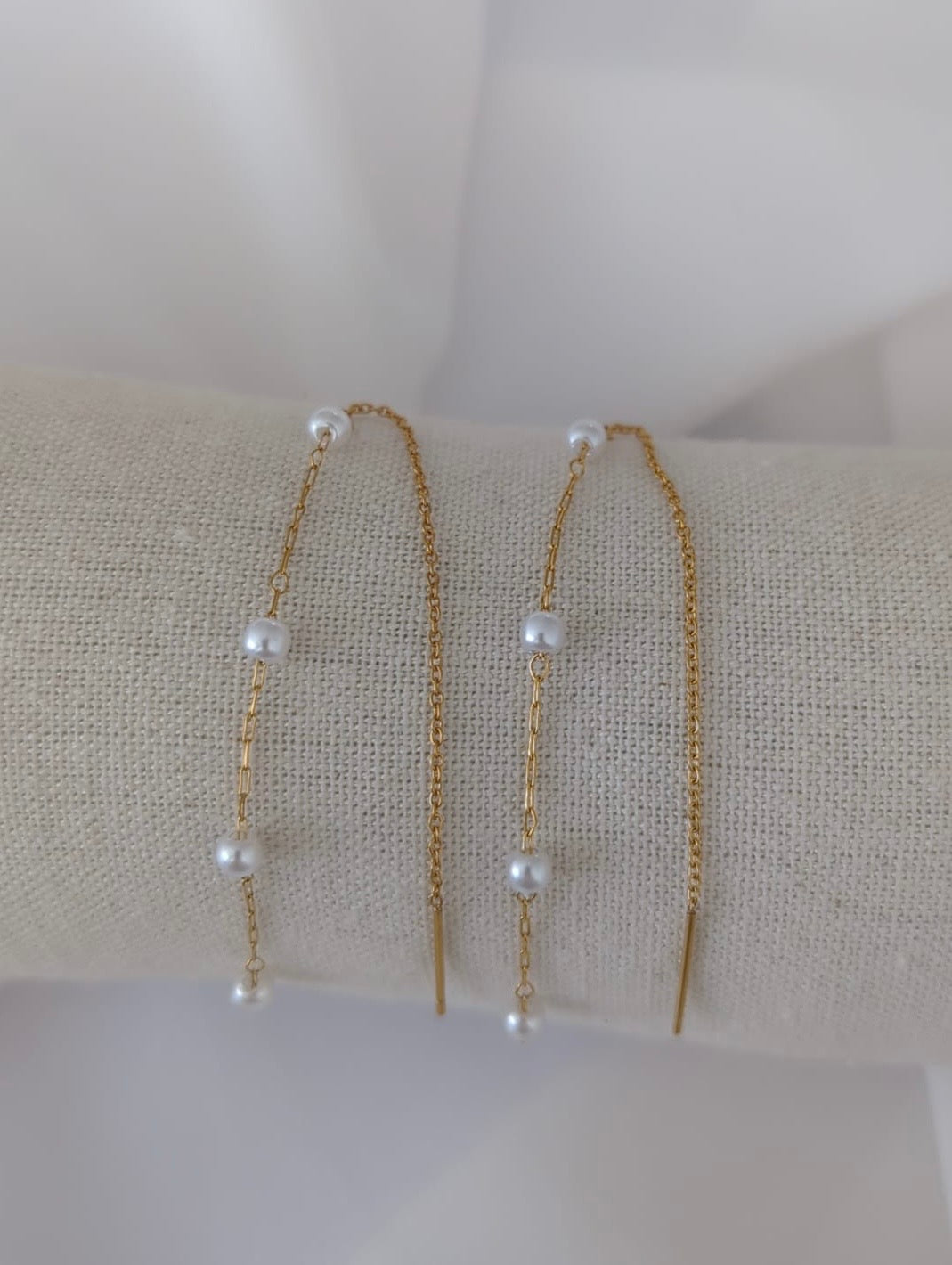 Boucles d'oreilles dorées en acier inoxydable avec perles