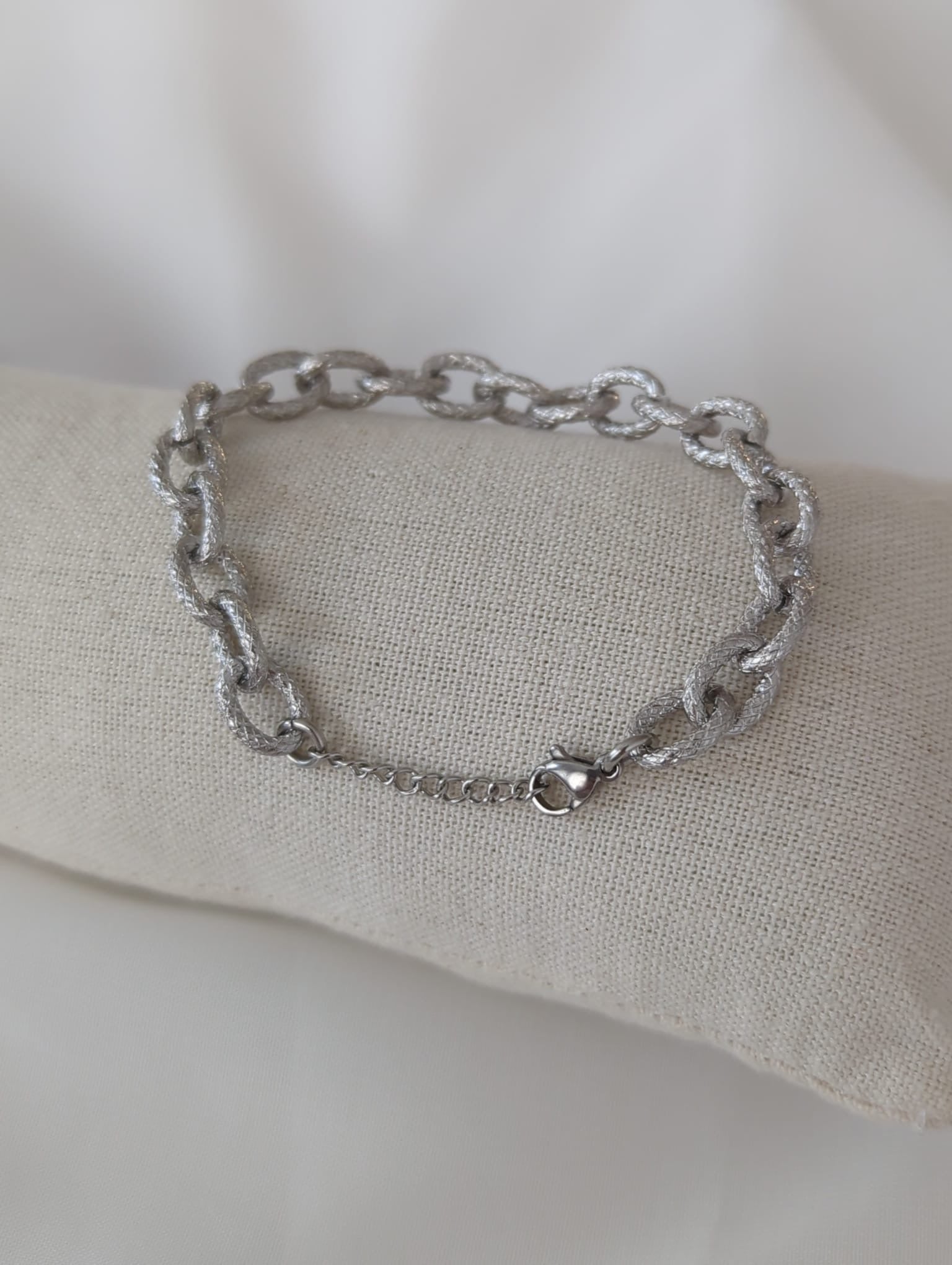 Bracelet chaînes argenté en acier inoxydable