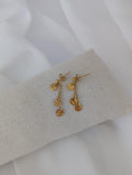 Boucles d'oreilles dorées ou argentées en acier inoxydable avec breloques rondes à motifs