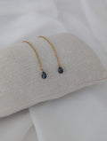 Boucles d'oreilles pendantes en acier inoxydable doré avec zircons