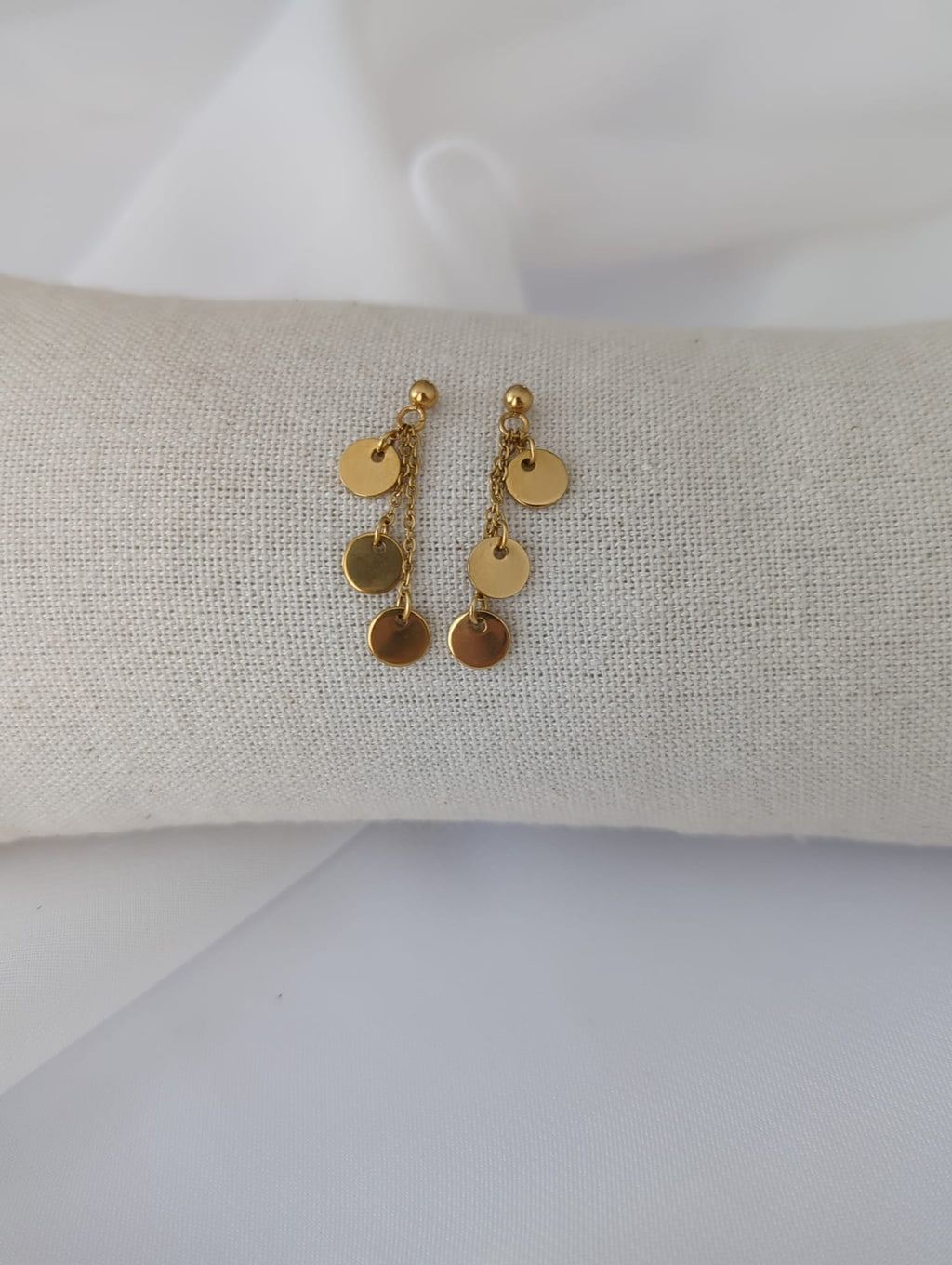 Boucles d'oreilles dorées ou argentées en acier inoxydable avec breloques rondes lisses