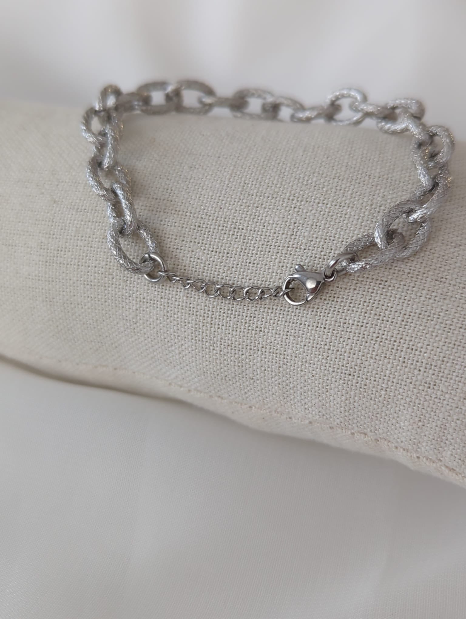 Bracelet chaînes argenté en acier inoxydable