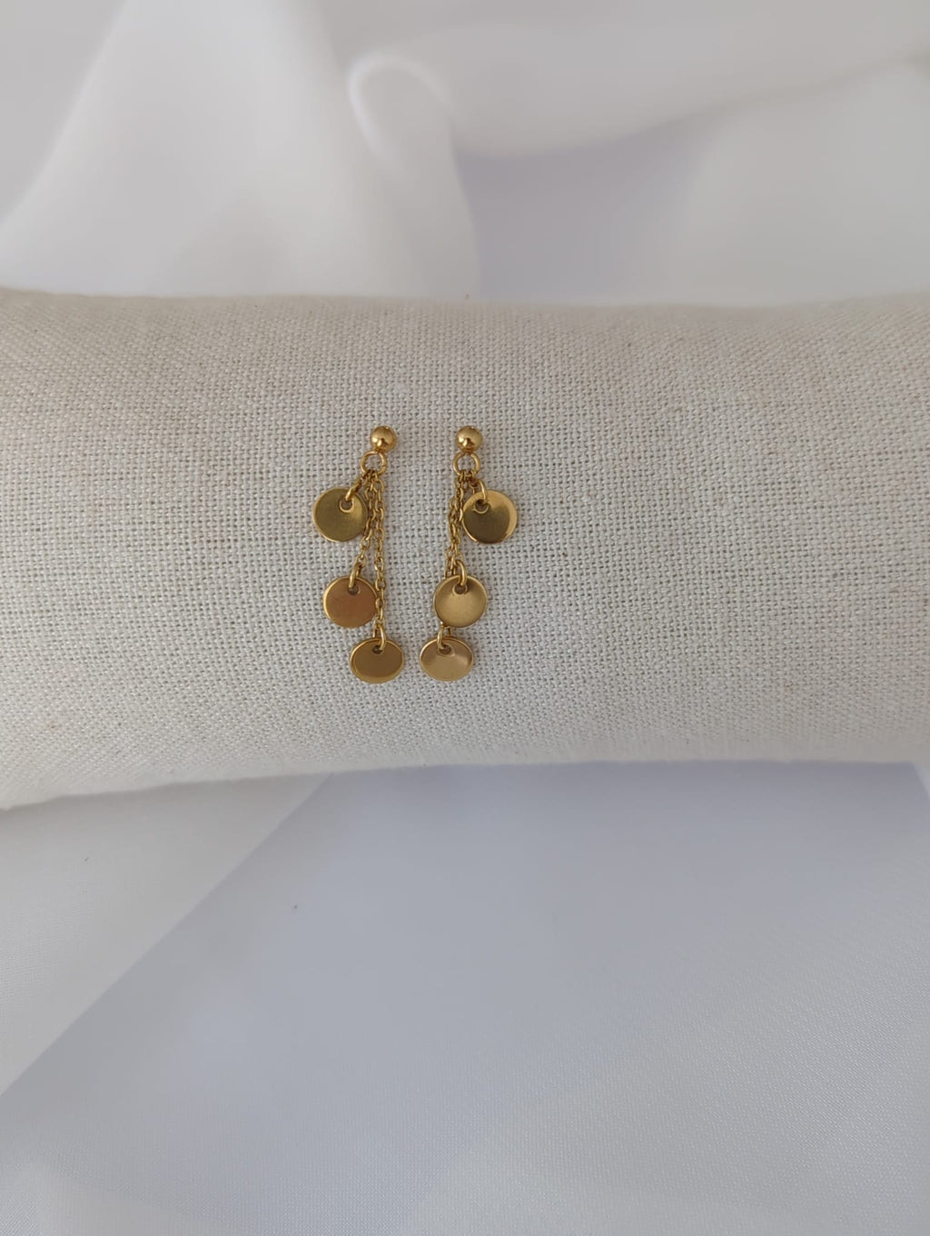 Boucles d'oreilles dorées ou argentées en acier inoxydable avec breloques rondes lisses