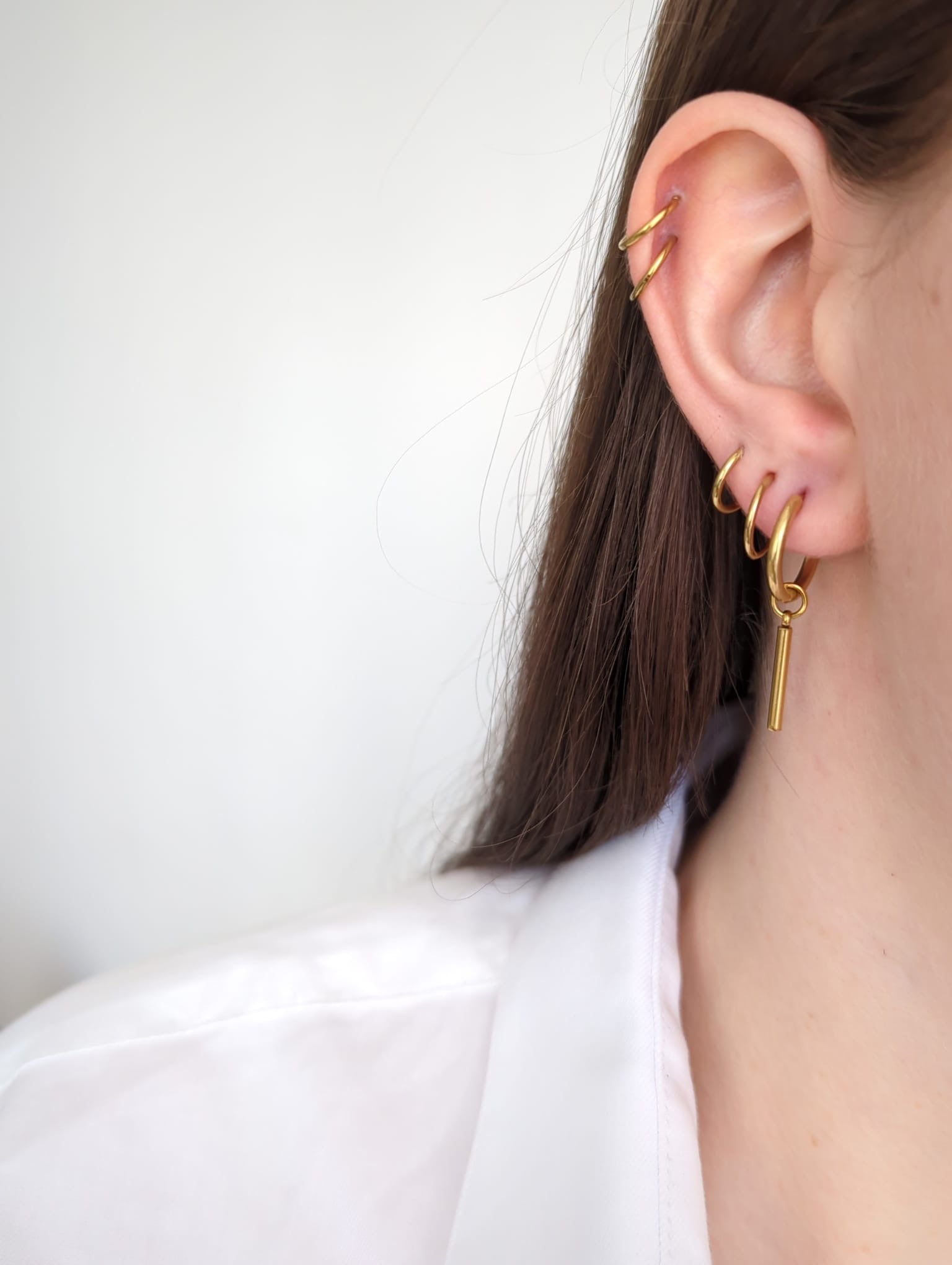 Boucles d'oreilles en acier inoxydable avec breloque dorée ou argentée - 12 mm