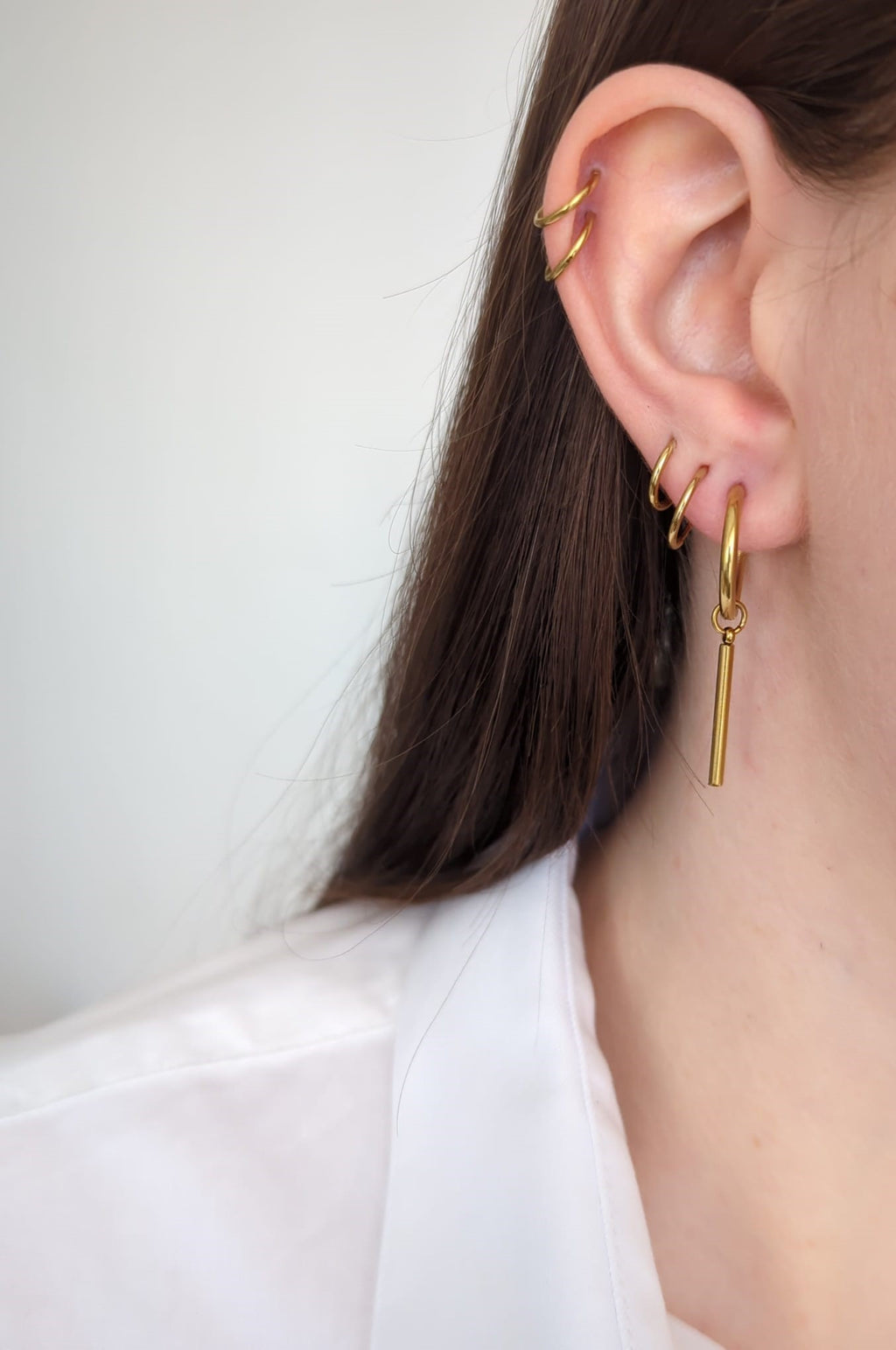 Boucles d'oreilles en acier inoxydable avec breloque dorée ou argentée - 14 mm