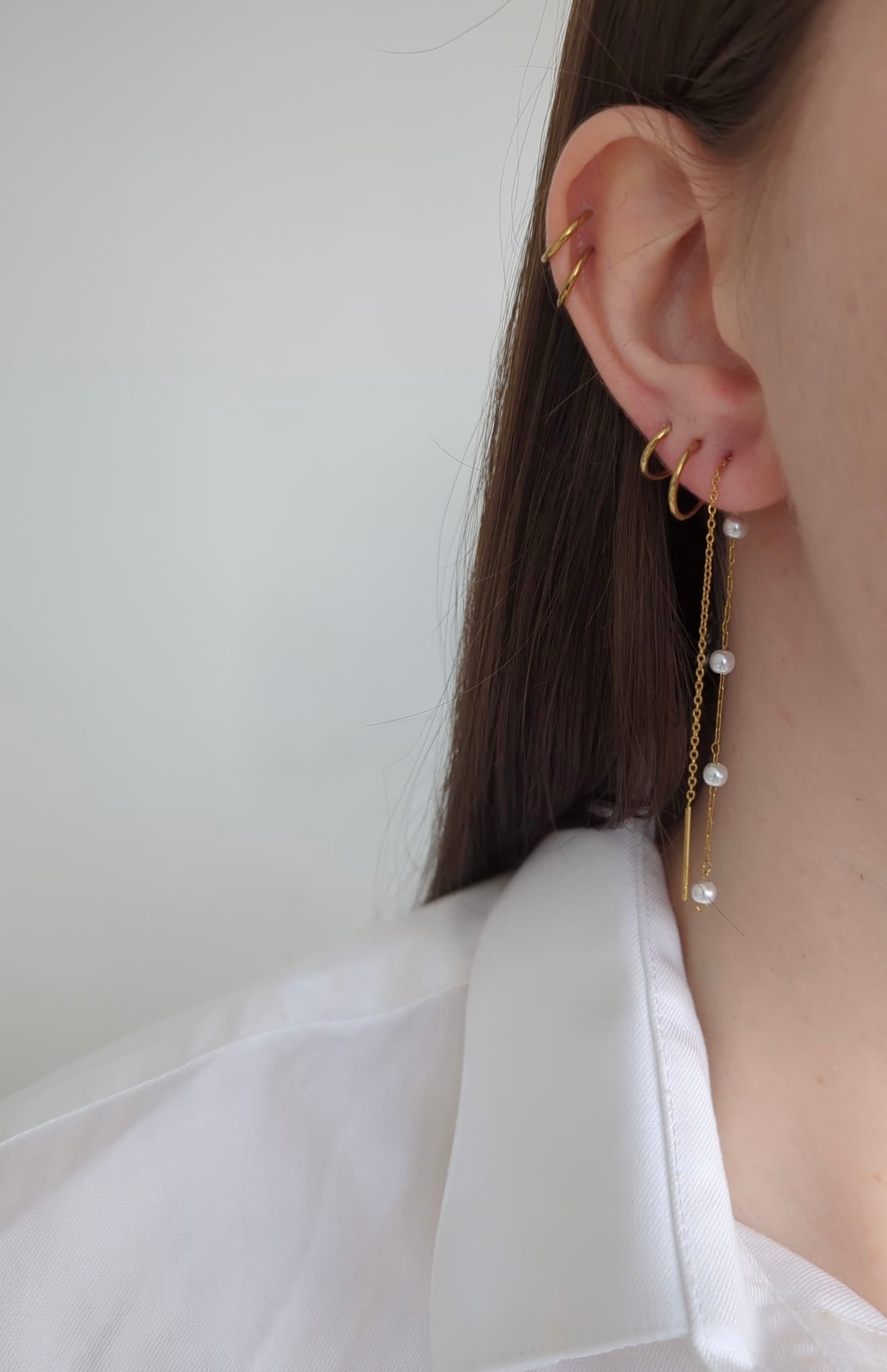 Boucles d'oreilles dorées en acier inoxydable avec perles