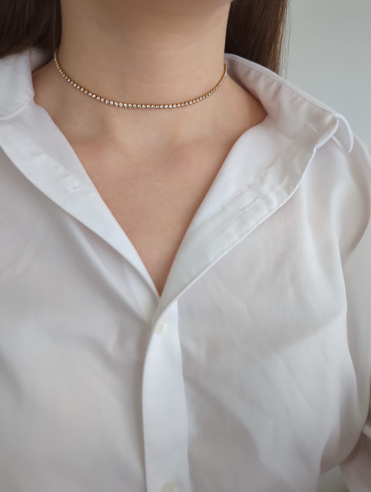Collier doré en acier inoxydable avec des strass