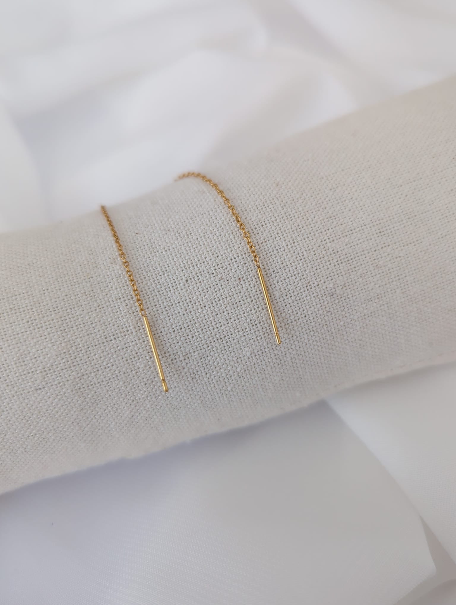 Boucles d'oreilles pendantes en acier inoxydable doré avec zircons