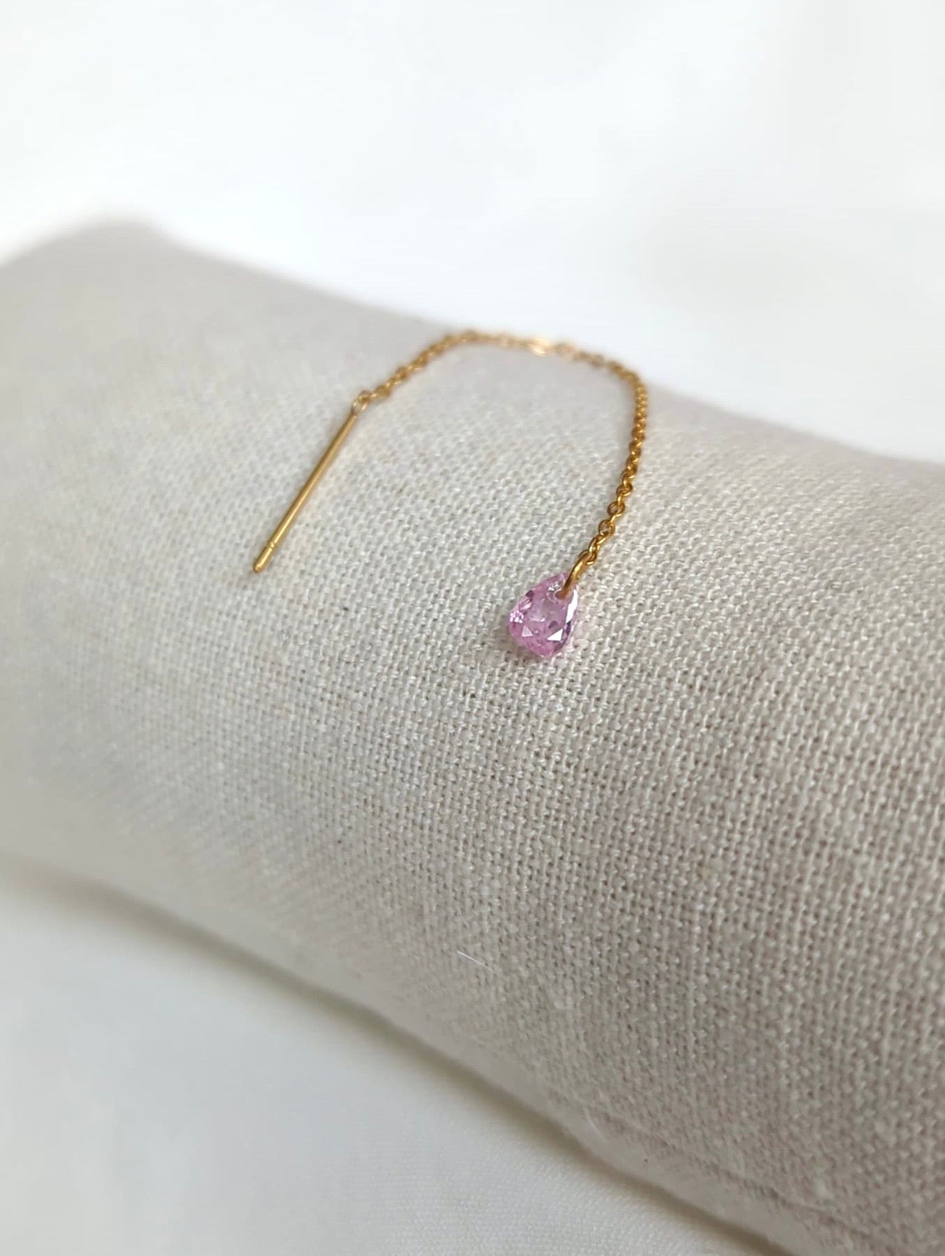 Boucles d'oreilles pendantes en acier inoxydable doré avec zircons