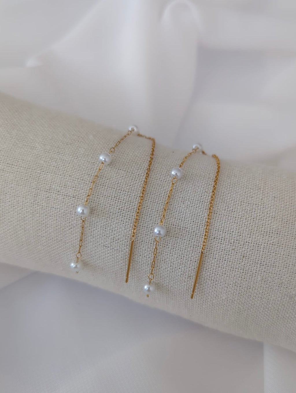 Boucles d'oreilles dorées en acier inoxydable avec perles