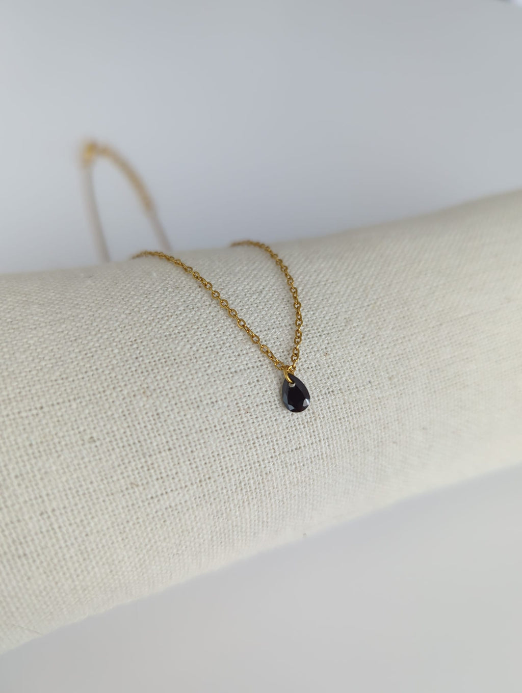 Collier doré en acier inoxydable avec zircon