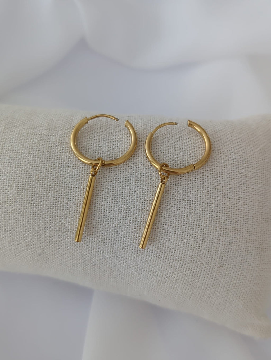 Boucles d'oreilles en acier inoxydable avec breloque dorée ou argentée - 14 mm
