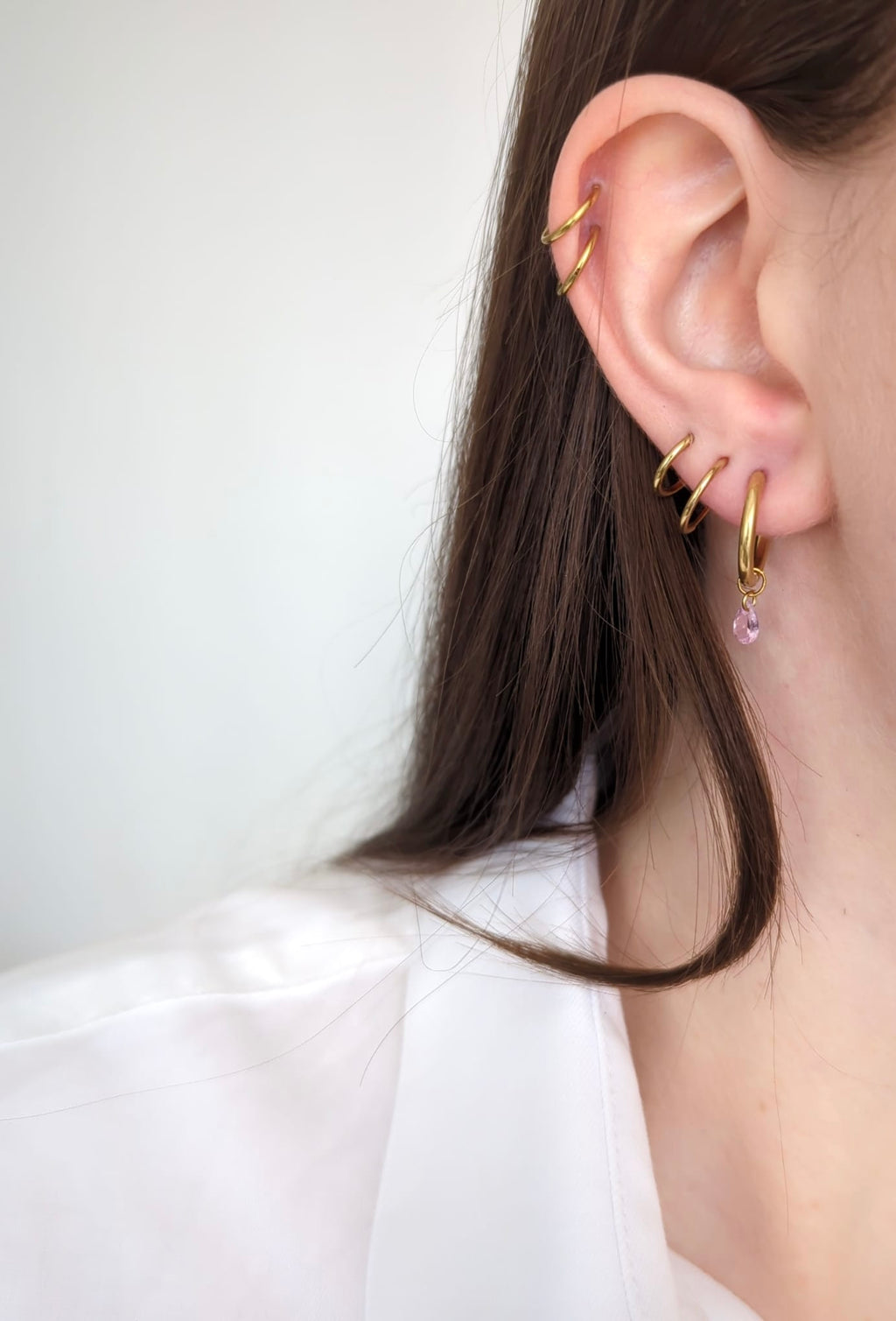 Boucles d'oreilles en acier inoxydable avec des zircons – 12 mm