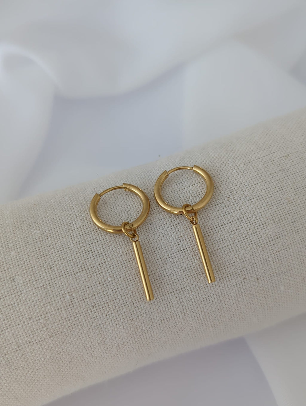 Boucles d'oreilles en acier inoxydable avec breloque dorée ou argentée - 12 mm