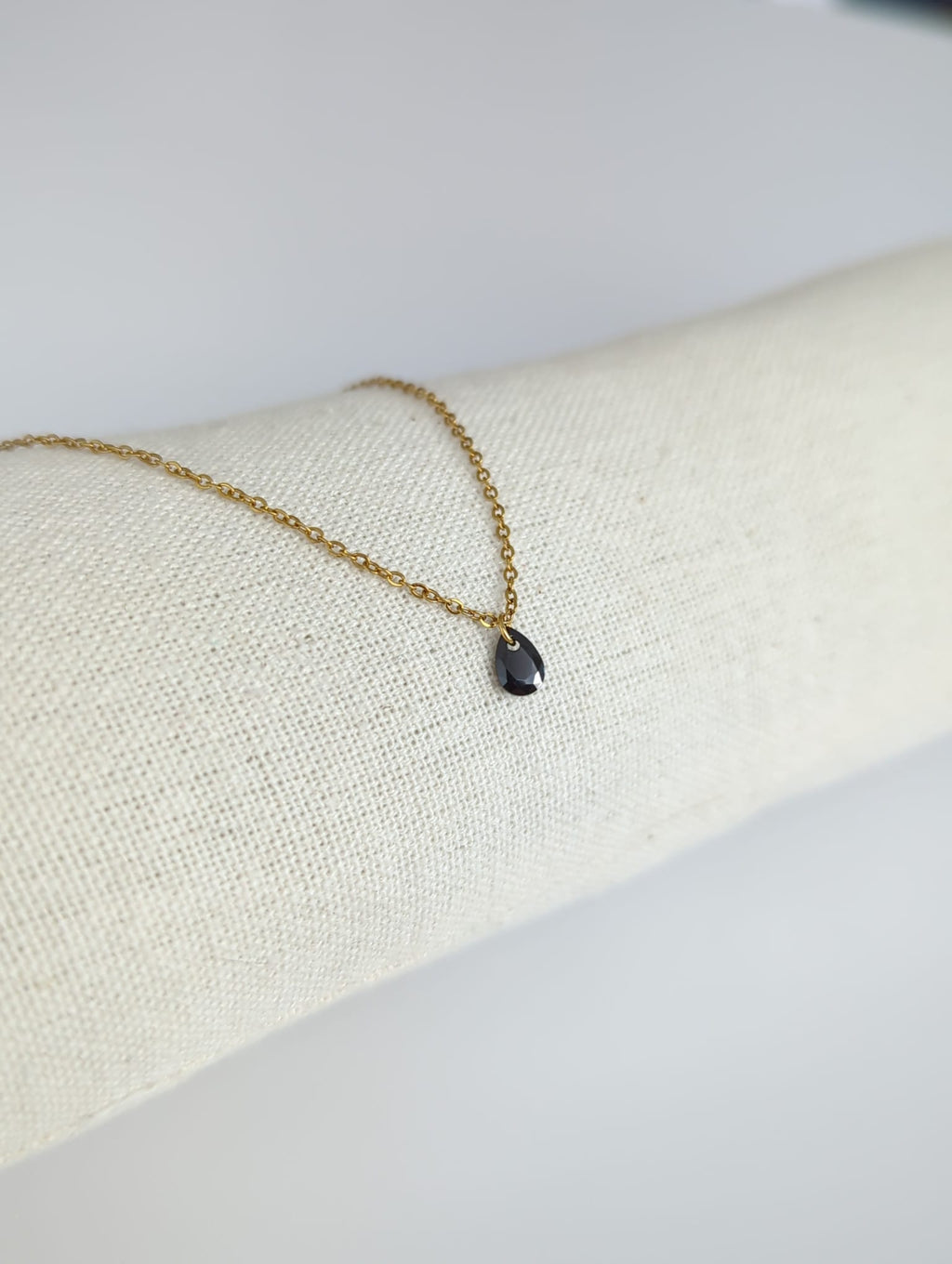 Collier doré en acier inoxydable avec zircon
