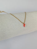 Collier doré en acier inoxydable avec un zircon taille Marquise orange